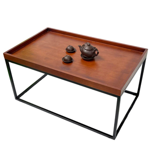 Table basse rectangulaire 100x60x50 (cm) durable, convertible, style moderne, meubles de salon avec plateau en bois et structure en fer TT68200 - Product Image 1