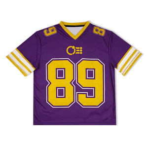 Maillot de football américain en maille Boxy Fit unisexe Retro American Streetwear Sports T-Shirt Cropped and Oversized Printed Technique - Product Image 5