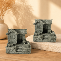 Miniature maison de village en pierre bleue sculptée à la main, décoration de chalet en pierre pour salon, bureau, étagère et idée cadeau