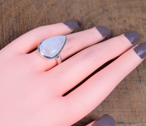 แหวนสปินเนอร์ทำมือเงินแท้925พลอยมูนสโตนไฟสีน้ำเงินสำหรับงานแต่งงานหรือคริสต์มาสของขวัญปีใหม่ - Product Image 3