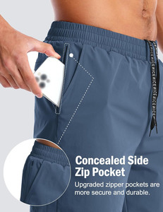 Pantalones cortos de malla atléticos personalizados con forro de compresión bolsillo para teléfono estilo deportivo para entrenamiento deportes Fitness gimnasio correr Jogging - Product Image 2