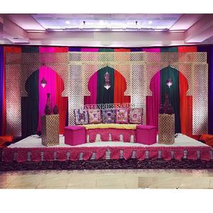 Encantadores paneles láser para la decoración de la función de la boda Decoración de la boda árabe Paneles láser dorados Maravillosa decoración de fondo de la boda - Product Image 1