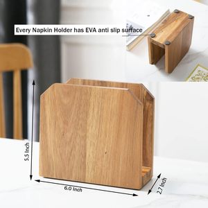 Porte-serviettes en bois d'acacia moderne approvisionné salle à manger de cuisine écologique - Product Image 2