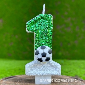 Fun Glitter Soccer Birthday Candles <b>Paraffin</b> Wax Cupcake Cake Topper with Numbers for Cake Decorations - Product Image 2