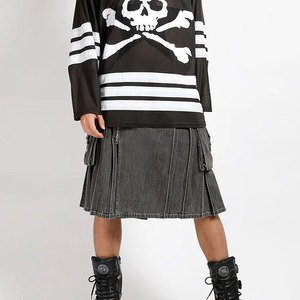 Kilt de Mezclilla 100% Negro para Hombre, con Bolsillos Cargo, Cierre de Cremallera Frontal, Estilo Escocés de Moda 2026 - Product Image 3