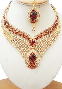 Indian Royal Copper Zircon Gold Plated Bridal Jewelry Set for Women Vintage Flower Design Wedding & Party Traditional Elegance - Product Image 2