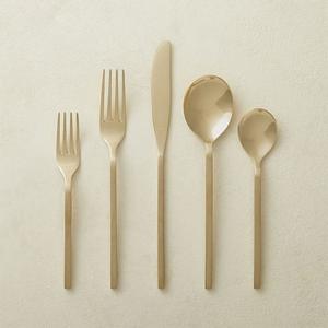 Couverts de luxe pour restaurant de mariage, polonais doré, argenterie moderne, fourchette, couteau et cuillère Ensemble de couverts en acier inoxydable et or - Product Image 5