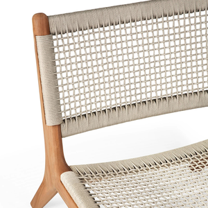 เก้าอี้หวายสังเคราะห์สำหรับกลางแจ้งและเลานจ์โครงไม้สักพร้อมเชือกทอเฟอร์นิเจอร์ภายนอกอาคารโรงแรม - Product Image 5