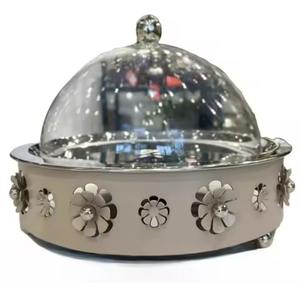 Modern Middle East Design Date <b>Bowl</b> Serving Chocolates Sweets & <b>Desserts</b> Metal Stand Date <b>Bowl</b> With Polished Lid Serving <b>Bowl</b> - Product Image 2