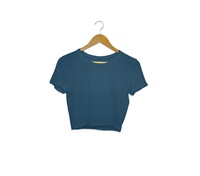 Kaus Wanita Crop Top Katun Kaus Yoga Fitness Slim Fit Kaus Wanita Crop