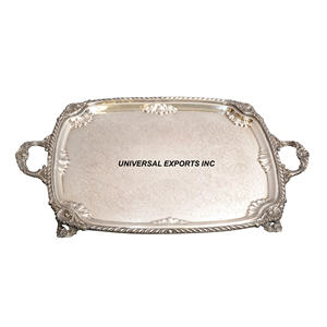 Bandeja de chocolate de lujo de metal Plato de chocolate hecho a mano con acabado de plata Bandeja de chocolate al por mayor con estilo clásico - Product Image 1