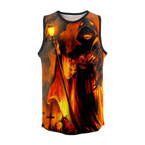 Camisetas sin mangas para hombre al por mayor, camisetas deportivas de secado rápido, transpirables, con estampado completo, camisetas sin mangas tejidas estilo Hip Hop para correr por sublimación - Product Image 2