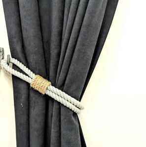 Tieback de cortina. Cuerda de yute y algodón gris-Retención Bohemia natural para decoración del hogar - Product Image 1