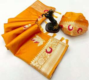 Vente en gros Saris de mariage en soie Banarasi Vêtements indiens et pakistanais doux et purs - Product Image 3