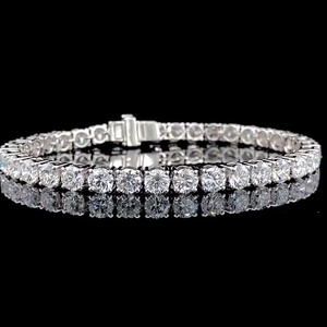 Bracelet tennis en diamant de culture rond et taille émeraude, or massif 14 carats, bijoux fins de luxe - Product Image 2