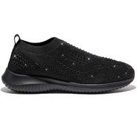 Chaussures décontractées pour femmes en gros, baskets à glissière avec strass, chaussures de marche respirantes, légères, imperméables, antidérapantes, pour toutes les saisons