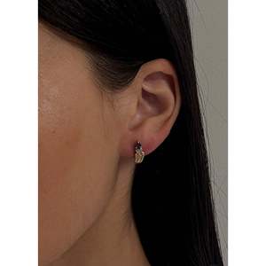 Vintage Heart Shaped Blue Sapphire and Pear Diamond <b>Earrings</b> - Product Image 3