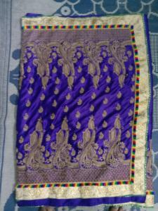 Saris de calidad asegurada con color azul sólido hecho a mano último diseño estilo indio mujeres usan saris vestido para la venta - Product Image 2