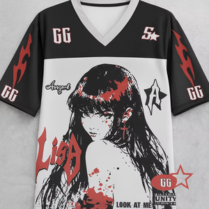 Camiseta unisex Bloodline Edition con cuello en V personalizada transpirable Y2K, ropa de calle de gran tamaño, Media manga, estilo informal, técnicas impresas - Product Image 1