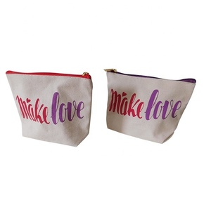 Custom Logo Eco-Friendly <b>Large</b> Capacity Durable Fashion Soft Handle Zipper Pouch <b>Plain</b> Cotton <b>Canvas</b> Makeup Cosmetic Bag - Product Image 5