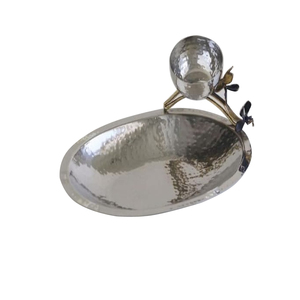 Mesa de comedor Bandeja de servicio Snacks Pasta o servidor de comida Cena o postre Bandeja de servicio Bandeja de metal decorativa hecha a mano - Product Image 6