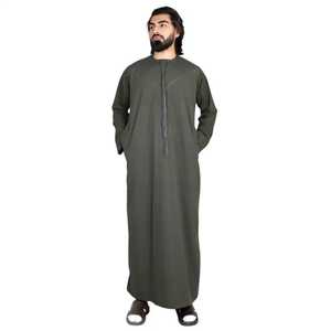 Robe Abaya Arabe Musulmane pour Homme Coupe Ample Manches Longues Col Montant Patchwork Design Broderie Dubai Jubba - Product Image 3