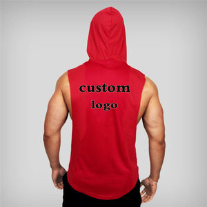 Custom <b>Men</b> Zip Up Hooded <b>Gym</b> Tank Top 100% Cotton Sleeveless Workout Hoodie Muscle Fitness <b>Vest</b> Printing - Product Image 6