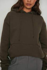Sweat à capuche surdimensionné personnalisé pour femmes 100% coton pull uni sweat Streetwear décontracté coupe ample femmes sweats à capuche en gros - Product Image 3