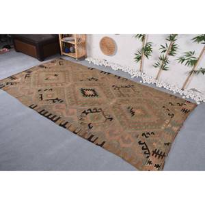 Alfombra turca Vintage 4,8 'X 8,9 'Marrón Beige Lana Patchwork Látex Clásico Área grande Rectángulo Pasillo Diseño abstracto Alfombra de habitación - Product Image 3