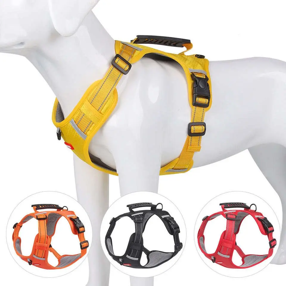 Wholesale Dog Harness Custom Printing Breathable Reflective Custom Logo Leather Dog Harness High Quality