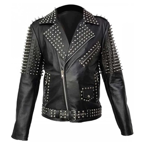 Chaqueta de Invierno para Hombre, Diseño Único y Elegante, de Cuero Suave y Transpirable de Alta Calidad, con Tachuelas - Product Image 4
