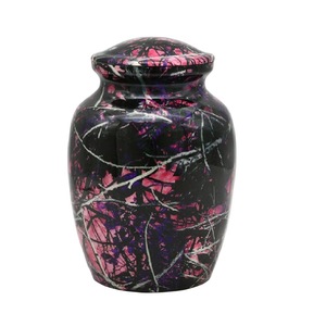 Urnes de crémation en aluminium de haute qualité avec des urnes funéraires en métal fini de couleur bleu blanc pour les cendres humaines - Product Image 4