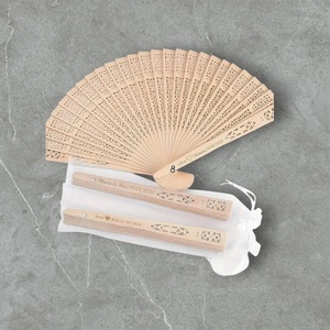 ใหม่ขายดีศิลปะไม้ไผ่แกะสลัก23ซม. พัดมือพับได้สีพาสเทลโลโก้ที่กำหนดเองว่างเปล่าถือพัดลมของขวัญตกแต่งแกะสลัก - Product Image 4