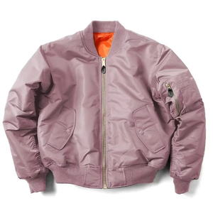 Nuevo estilo personalizado bombardero chaqueta al por mayor cremallera frontal hombre bombardero chaqueta/100% poliéster a prueba de viento Vuelo Negro Bombardero - Product Image 1