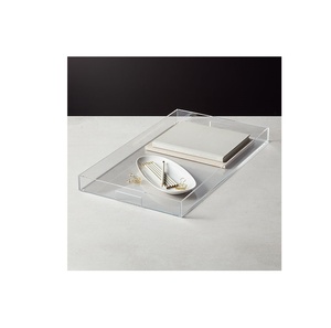 Plateau de service en acrylique blanc transparent avec poignées, support pour aliments, bonbons, collations, pour mariage, maison, hôtel, articles de décoration - Product Image 4