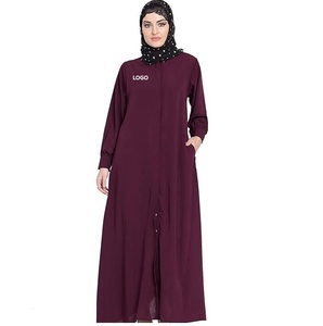 Abaya traditionnelle à manches longues pour femmes couleur assortie Robe ouverte Abayas Hijab femmes longue longueur Abayas Style turc - Product Image 5