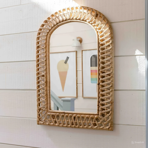 Miroir mural en rotin en osier en forme d'arche classique dans le salon décorations murales de salle de bain pour la décoration intérieure personnalisée - Product Image 2