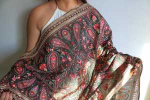 ผ้าคลุมไหล่ผ้าไหมยาวทำด้วยมือสไตล์โบราณพร้อมกระจกหนักงานปักลวดลายชาติพันธุ์ออกแบบ AA-IMPEX ตามต้องการ - Product Image 4