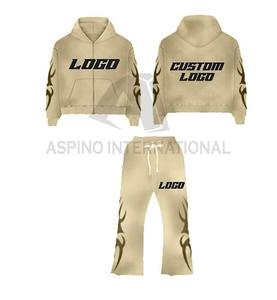 Costumes pour hommes avec logo personnalisé coupe régulière couleur graffiti impression séchage rapide durable 100% coton piste d'hiver lourde - Product Image 1