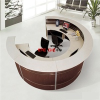 Comptoir d'Accueil Semi-Circulaire Rouge Pas Cher – Table de Réception Courbe en Bois pour Spa – Design Moderne