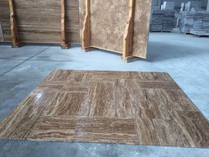 Venta directa de 2025, fabricante de alta calidad, azulejo de corte de vena de travertino de Noche, superficie pulida moderna, piedra marrón oscura turca Natural - Product Image 4