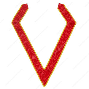 Collarette de 32e degré ROSE CROIX avec bordure en ruban rouge et garniture argentée sur les deux extrémités, et broderies HOOK BAHOO – Vêtement liturgique - Product Image 1