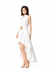 Robe trapèze mi-longue LUXE BUBBLE - Collection SUMMER DAWN - Tissu naturel tissé uni - Marque locale vietnamienne - Product Image 1