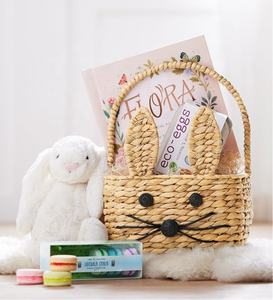 Holiday Product Water Hyacinth Bunny <b>Basket</b> Created with a Top Handle. Perfect <b>for</b> Easter. Water Hyacinth Easter Handmade - Product Image 3