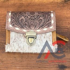 กระเป๋าสตางค์หนังแท้สินค้ามาใหม่ทำด้วยมือแท้กระเป๋าสตางค์หนังวัวสไตล์ตะวันตกสำหรับผู้หญิงกระเป๋าสตางค์สุดหรูขายส่ง - Product Image 1