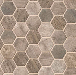 Mosaïques de sol en bois géométriques hexagonales - Product Image 1