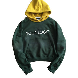 <b>Men</b> Clothes Factory 350gsm <b>Hoodie</b> Custom Heavyweight Cotton <b>Grey</b> Fleece Pullover Oversized <b>Plain</b> Solid <b>Men's</b> Hoodies - Product Image 2