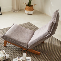 Fauteuil de sol inclinable, dossier réglable, pliable, style industriel moderne, en tissu, bois massif, design modulaire, pour hôtel individuel