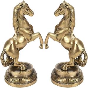 Estatua de caballo dorado al galope, pieza de espectáculo de Metal para carrera, riqueza y suerte para el calentamiento de la casa y Diwali, amuleto de la suerte de caballo para correr - Product Image 1
