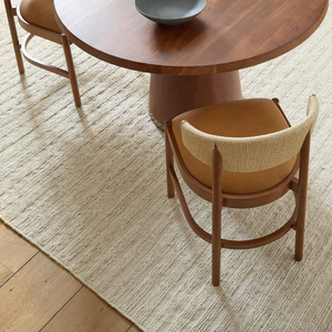 Modern Solid Teak <b>Wood</b> Rope Dining <b>Chair</b> with Curved Woven Backrest Upholstered Seat for Villa Restaurant Cafe Hotel - Product Image 2